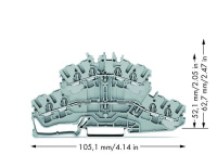 Wago 2002-2401 2-уровн. клемма, 0,25 - 2,5 (4) мм2, 4-пров., ''L/L'', серая