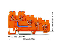 Wago 270-574 Клемма 4-пр. датчика, 2,5 мм2, оранжевая