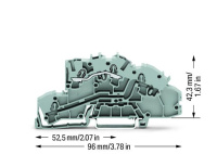 Wago 2003-7650 2-уровн. клемма, 0,25 - 2,5 (4) мм2, профильн., 1 шина, ''L'', серая