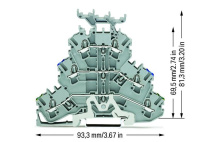 Wago 2002-3247 3-уровн. клемма, 0,25 - 2,5 (4) мм2, серая, L/N/PE
