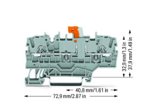 Wago 2002-1971 2-пров. клеммник с размыкателем, 0,25 - 2,5 (4) мм2, серый