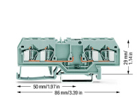 Wago 281-665/281-410 4-пров. клемма с диодом, 0,08 - 4 мм2, 1N4007