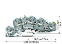 Wago 2005-7646 3-уровн. клемма, 0,5 - 4 (6) мм2, N/L/PE, серая