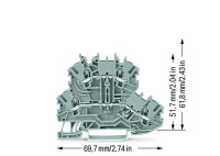 Wago 2000-2201 2-уровн. клемма, 0,14 - 1 (1,5) мм2, серая L/L