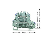 Wago 2002-2208 2-Уровн. Клемма, 0,25 - 2,5 (4) мм2, серая