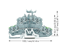 Wago 2002-2457 2-уровн. клемма, 0,25 - 2,5 (4) мм2, серая, PE/L