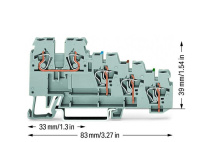 Wago 270-570 Клемма 4-пр. датчика, 2,5 мм2, серая