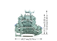 Wago 2002-2232 2-уровн. клемма, 0,25 - 2,5 (4) мм2, серая, N / L, держ. марк.