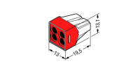 Wago 773-604 4-проводная клемма, d: 1,5-4,0 мм2, прозрачный корпус
