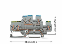 Wago 870-535 2-уровн. клемма клемма, 0,08 - 2,5 (4) мм2, PE / N, 3-пров. клемма, серая
