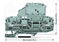 Wago 2006-1631 2-пр. клемма с держ. предохранителя 1/4 x 11/4&amp;quot;, 0,5 - 6 (10) мм2, без индик.