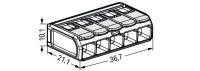 Wago 221-685 5-проводная клемма, d: 0,5-6 мм2, Ex, прозр./св.-серая