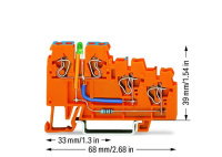 Wago 270-564/281-483 Клемма 3-пр. датчика,  мм2, LED, оранжевая