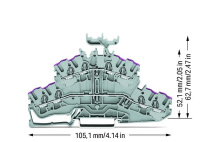 Wago 2002-2438 2-уровн. клемма, 0,25 - 2,5 (4) мм2, 4-пров., ''L'', серая