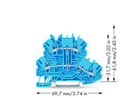 Wago 2000-2204 2-ур.-L-L 2-уровн. клемма, 0,14 - 1 (1,5) мм2, синяя