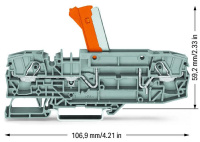 Wago 2006-8671 2-пров. клеммник с размыкателем, 0,5 - 6 (10) мм2, серый