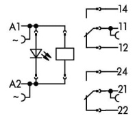 WAGO 788-516 Реле на дин-рейку, 220V AC, 2 п.к., 8A, , шир. 15мм