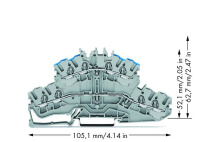 Wago 2002-2403 2-уровн. клемма, 0,25 - 2,5 (4) мм2, 4-пров., серая, L/N