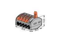 WAGO 222-415 5-проводная клемма, d: 0,08-2,5 мм2, t-85 C, оранж. рычаг