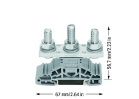Wago 885-308 Тройная болтовая клемма М8 2.5...50 мм2, 150 A, 1000В