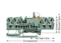 Wago 2002-1871/401-000 4-пров. клеммник с размыкателем, 0,25 - 2,5 (4) мм2, серый