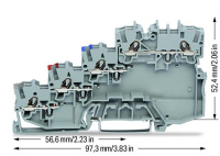 Wago 2000-5410 Клемма 4-пр. датчика, 1 мм2, via push-in jumper b., серая