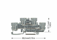 Wago 870-151 2-контактные / 2-контактные двухуров проходная/проходная, серые