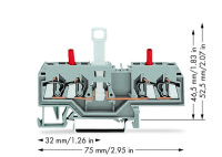 Wago 280-649 2-пров. клеммник с размыкателем, втычной, 0,08 - 2,5 мм2, серый