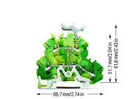Wago 2002-2237 2-уровневая клемма, 2,5 (4) мм2, с заземлением