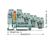 Wago 270-570/281-434 Клемма 4-пр. датчика,  мм2, PNP, серая