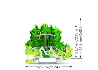 Wago 2000-2207 2-уровн. клемма, 0,14 - 1 (1,5) мм2, желто-зелёная, PE