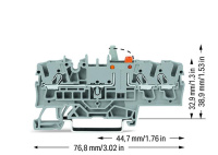 Wago 2002-1771/401-000 3-пров. клеммник с размыкателем, 0,25 - 2,5 (4) мм2, серый
