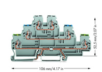 WAGO 870-567 3-уровн. клемма, 0,08 - 2,5 (4) мм2, серая, L/N/PE, цвет: Серый
