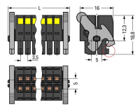 Wago 713-1105/037-000/036-000 1-проводная розетка, 2-рядн., Рычаги, Пластина разгрузки натяжения, 1,5, Шаг контактов 3,5 мм, 10-пол., 1,50 мм2, черные