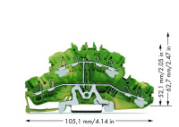 Wago 2002-2407 2-уровн. клемма, 0,25 - 2,5 (4) мм2, 4-пров., желто-зелёная, PE