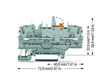 Wago 2002-1971/401-000 2-пров. клеммник с размыкателем, 0,25 - 2,5 (4) мм2, серый