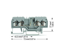 WAGO 279-815/281-411 3-пров. клемма с диодом, 0,08 - 1,5 мм2, 1N4007, цвет: Серый