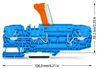 Wago 2006-8674 2-пров. клеммник с размыкателем, 0,5 - 6 (10) мм2, синий
