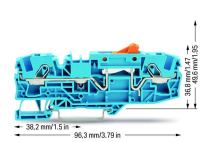Wago 2006-1674 2-пров. клеммник с размыкателем, 0,5 - 6 (10) мм2, синий