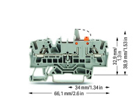 Wago 2002-1671/401-000 2-пров. клеммник с размыкателем, 0,25 - 2,5 (4) мм2, серый