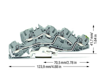 Wago 2005-7645 3-уровн. клемма, 0,5 - 4 (6) мм2, L/L/PE, серая