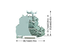 Wago 2002-2231/099-000 2-уровн. клемма, 2-ур.-L-L, 0,25 - 2,5 (4) мм2, серая держ. марк.+ пластина