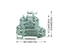 Wago 2002-2231 2-уровн. клемма, 0,25 - 2,5 (4) мм2, серая, L / L, держ. марк.