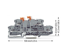 Wago 2002-2951 2-уровн. клеммник, 2 размык., 0,25 - 2,5 (4) мм2, L/L, серый