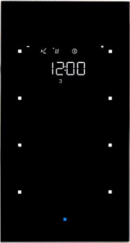 Berker 75643035 Стеклянный сенсор 3-канальный с регулятором температуры помещения, TS Sensor, цвет: Чёрный, оттенок: Без оттенка