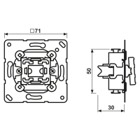 Jung 501 U Выключатель 1-клавишный (вставной) 10 AX 250 В~, 1-полюсный, 1-позиционный