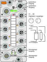 Wago 767-5801/000-800 8-канальный дискретный вход/выход, тока, 0,5 А, Защита от помех, 8 x M8, светло-серые