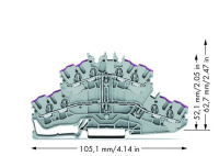 Wago 2002-2408 2-уровн. клемма, 0,25 - 2,5 (4) мм2, 4-пров., серая, L