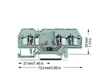 Wago 281-673/281-410 3-пров. клемма с диодом, 0,08 - 4 мм2, 1N4007