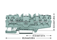 Wago 2000-2141 4-пров. двухпотенциальная клемма, 0,14 - 1 (1,5) мм2, с объедин., серая